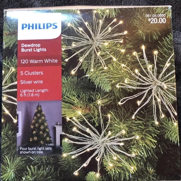 2 Philips 120ct DEWDROP 5-CLUSTER BURST LIGHTS - Picture 4 of 5